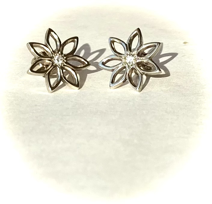 Diamonds earrings of gold 14 carats.To order.Heand made.Autors juwellery.